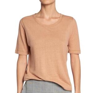Brochu Walker Short Sleeve Linen Blend Camel Tan Kayden Tee Size Small